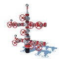 3d illustration Fountain gas fittings natural gas production Grey Red