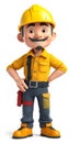 3D illustration of a friendly construction worker in uniform Royalty Free Stock Photo