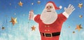 3d illustration of friendly santa claus with arms open against winter background