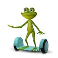 3d Illustration Frog on the Gyro Scooter