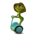 3d Illustration of the Frog in the Straw Hat in Segway