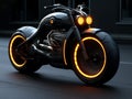 3D illustration of a future motorcycle equipped with the latest features.