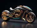 3D illustration of a future motorcycle equipped with the latest features.