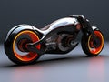 3D illustration of a future motorcycle equipped with the latest features.