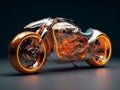 3D illustration of a future motorcycle equipped with the latest features.