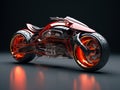 3D illustration of a future motorcycle equipped with the latest features.