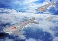 3D Illustration of Futuristic Aircraft Formation