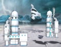 3D illustration of a futuristic Arctic Ice station