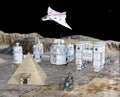 3D illustration of futuristic space base settlement Royalty Free Stock Photo
