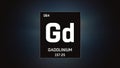 Gadolinium as Element 64 of the Periodic Table 3D illustration on grey background