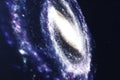 3D illustration galaxy in deep space. Spiral galaxy consisting of star dust, nebula of gas. Concept of deep space travel