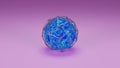 3d illustration of a gem type sphere locked in a envelope. blue light emitting sphere. abstract minimal shapes