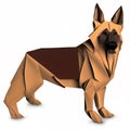 3D German Shepherd dog in paper origami style