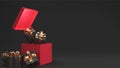 3D Illustration Of Gift Boxes Popping Out From Big Box And Copy Space On Black Royalty Free Stock Photo