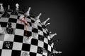 3D illustration of a globe in the form of a chessboard and a figure of a king with blood drips Royalty Free Stock Photo