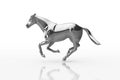 3D Illustration. Glossy Dark Grey Silver Strong horse in Elegant running Pose, Isolated with Clipping Path, Clipping Mask. Royalty Free Stock Photo