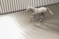 3D Illustration. Glossy white Strong horse in Elegant running Pose.