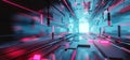 3d illustration of a glowing abstract science fiction hallway - digital 3d art