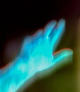 3D-Illustration of a glowing human male hand in an x-ray view Royalty Free Stock Photo