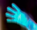 3D-Illustration of a glowing human male hand in an x-ray view Royalty Free Stock Photo