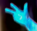 3D-Illustration of a glowing human male hand in an x-ray view Royalty Free Stock Photo