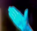 3D-Illustration of a glowing human male hand in an x-ray view Royalty Free Stock Photo