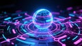 Futuristic AI Data Sphere with Neon Digital Interface Royalty Free Stock Photo