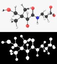 3D illustration of a glucose openchain molecule with alpha layer