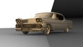 3D Illustration gold auto, 3D rendering american car