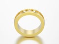 3D illustration gold engagement wedding anniversary band diamond Royalty Free Stock Photo
