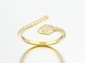 3D illustration gold free size adjustable diamond ring