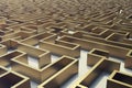 3d illustration gold labyrinth, complex problem solving concept. Royalty Free Stock Photo
