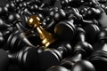 Gold pawn of chess. Unique, Think different, Individual and standing out from the crowd concept Royalty Free Stock Photo