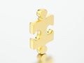 3D illustration gold puzzle