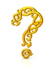 3d illustration of gold question mark Celtic knot style on white background