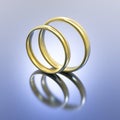 3D illustration gold silver wedding rings