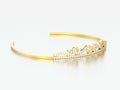 3D illustration gold simple diamond tiara diadema Royalty Free Stock Photo