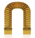 3d illustration of a golden ancient arch.