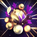 3d illustration of a golden crown surrounded by golden and silver spheres AI Generated