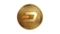 3d Illustration Golden Dash Cryptocurrency Coin Symbol