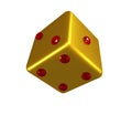 3d illustration. Golden dice isolated on white background. Royalty Free Stock Photo