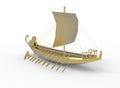 3d illustration of golden egyptian boat. Royalty Free Stock Photo