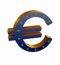 Golden Euro sign/symbol with the Union Jack isolated in white background