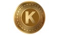 3d Illustration Golden Kadena KDA Cryptocurrency Coin Symbol