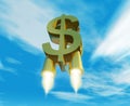 Money symbol with rocket nozzles Royalty Free Stock Photo