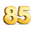 3d illustration of golden number Eighty five or 85 isolated on white background with shadow. Royalty Free Stock Photo