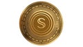 3d Illustration Golden Secret SCRT Cryptocurrency Coin Symbol