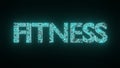 3D illustration graphic of beautiful texture or pattern on the text FITNESS, isolated on black background.