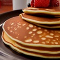 3D illustration graphic of Close-up of a pancake cake with strawberry topping