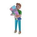 Graphic Designer holding colort palette 3D Illustration